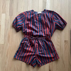 Natalie Martin Two-Piece Set (Violet Blouse & Jasper Shorts) Batik Stripe Size S